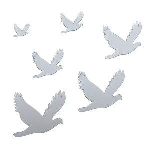 Дзеркальний декор акриловий самоклеючий Птахи срібло, 6шт (D) SW-00002520